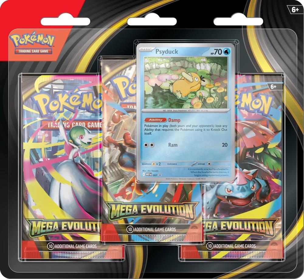 Pokemon TCG Mega Evolution 3-Booster Blister with Psyduck promo card (MEP 007), included in the bundle