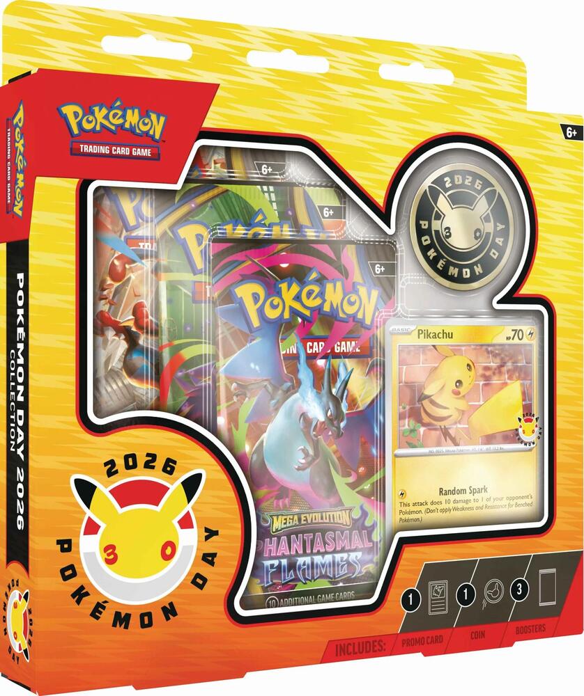 Pokemon Day 2026 Collection product render showing the 30th anniversary Pokemon Day coin and stamped Pikachu promo