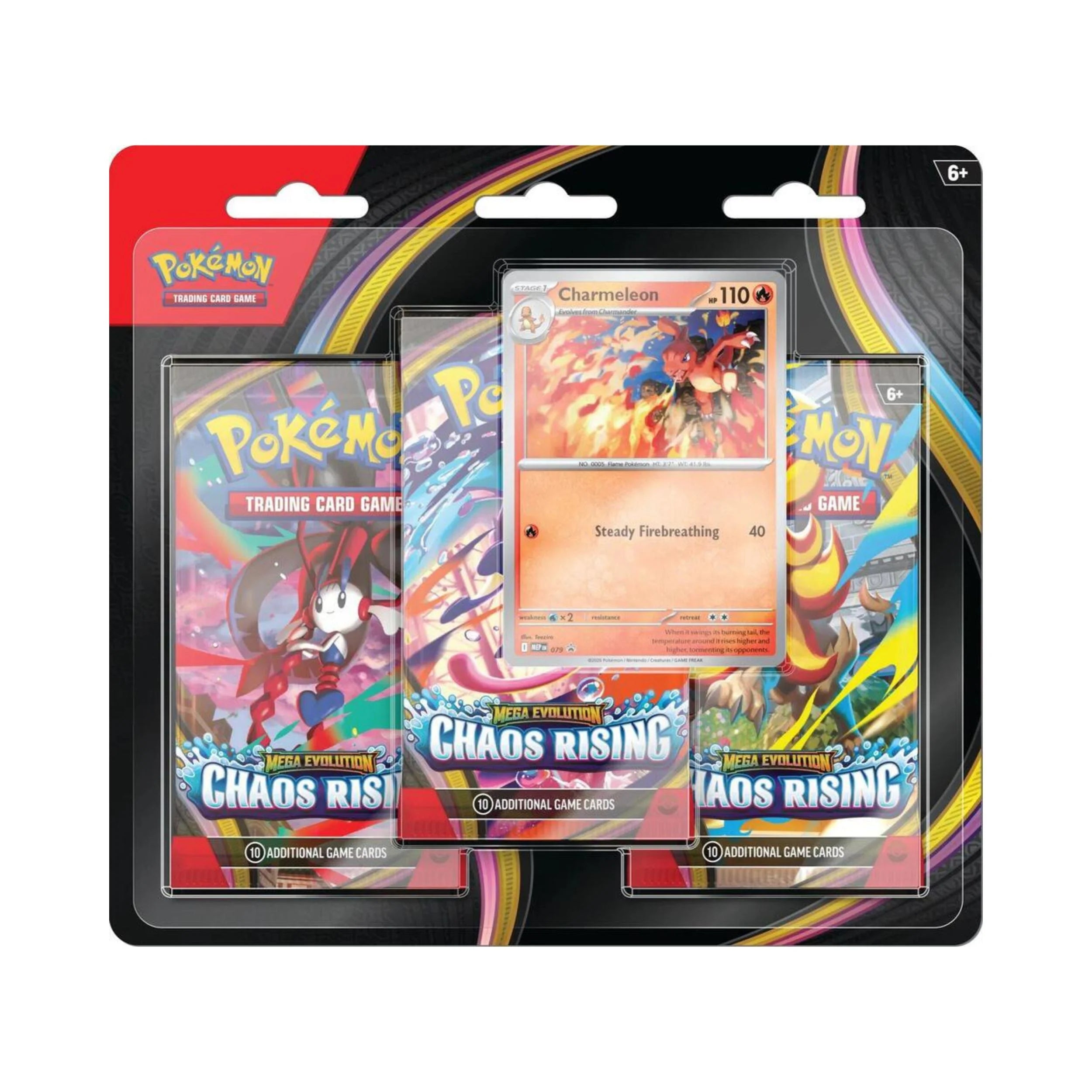 Pokemon TCG Mega Evolution Chaos Rising 3-Booster Blister Charmeleon sealed front