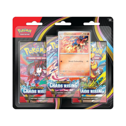 Pokemon TCG Mega Evolution Chaos Rising 3-Booster Blister Charmeleon sealed front