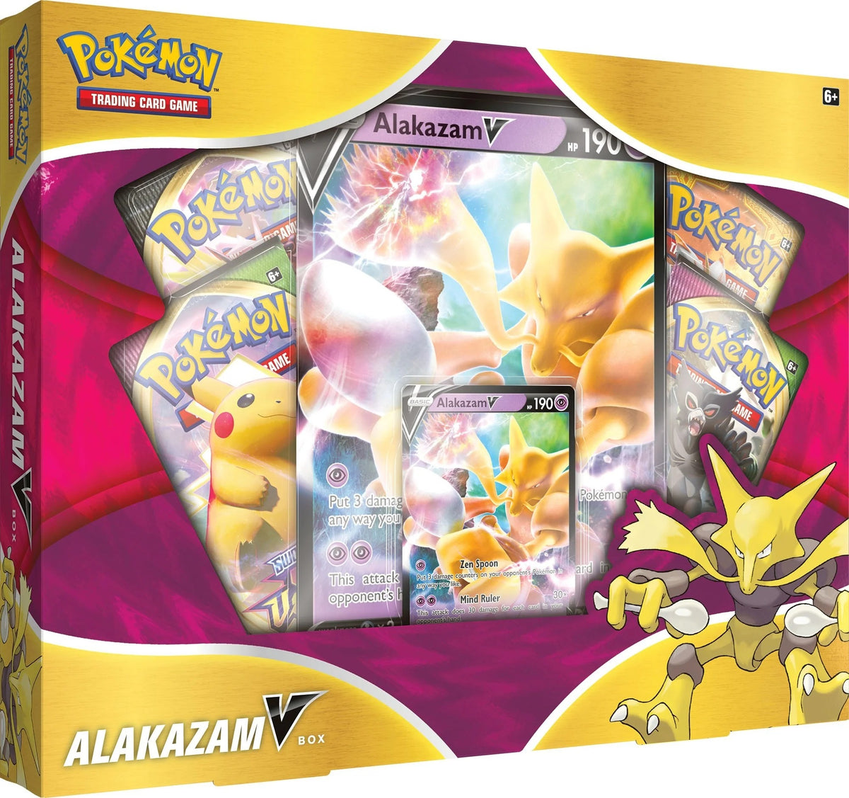 Pokemon TCG Alakazam V Box, sealed, straight-on front of the box