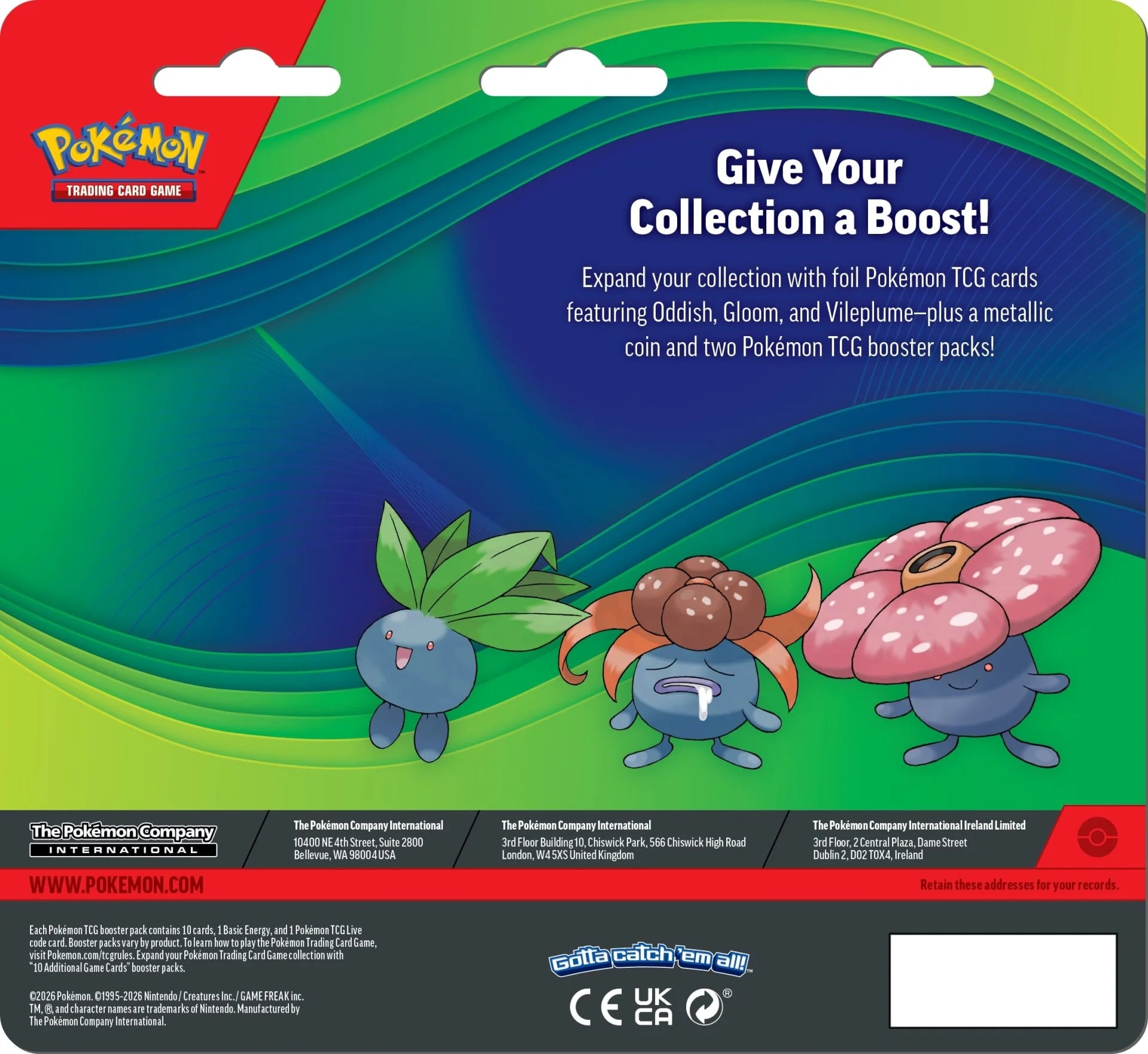 Pokemon TCG Enhanced 2-Pack Blister Oddish Gloom Vileplume back panel