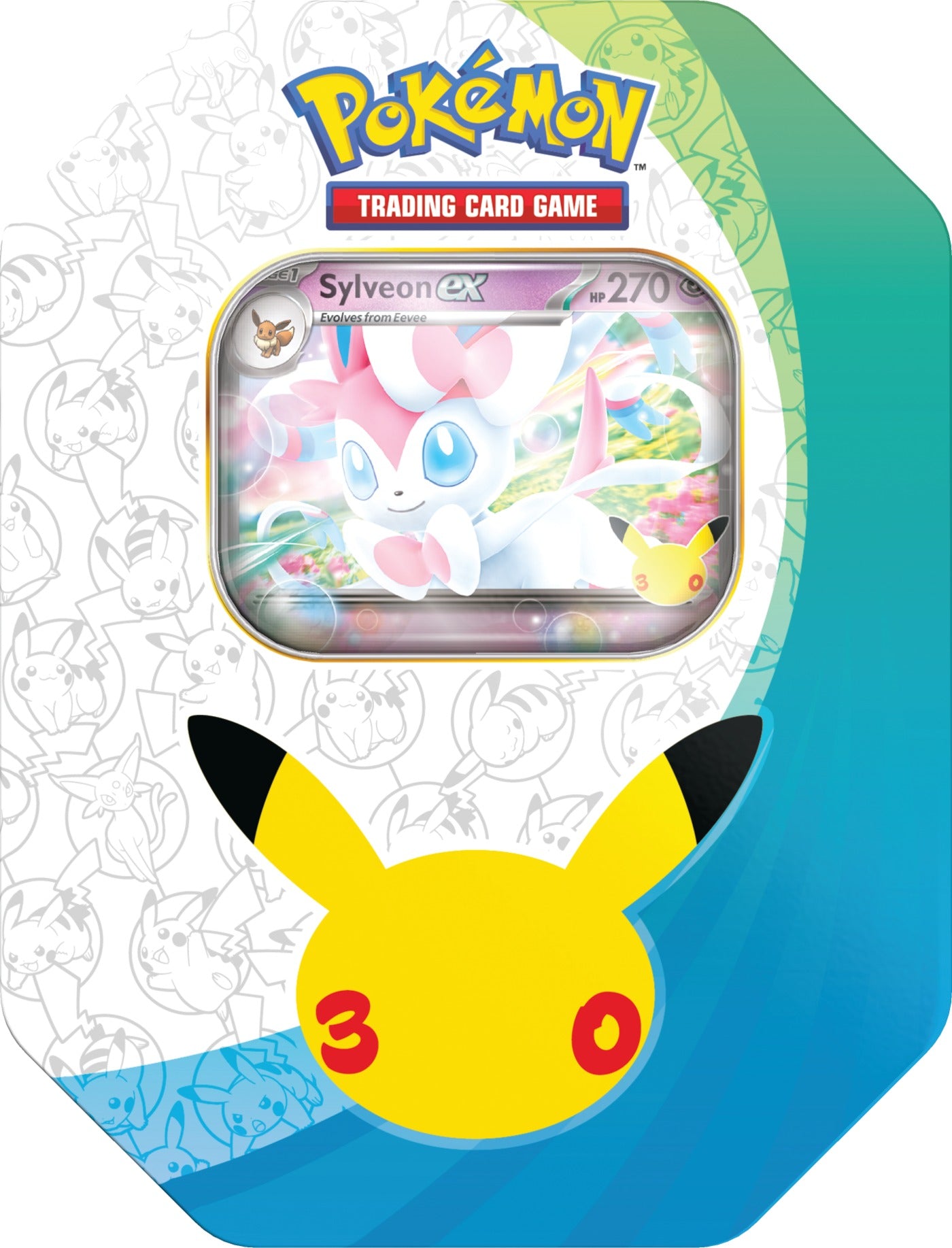 Pokemon TCG 30th Celebration ex Tin, Sylveon ex version, sealed tin front