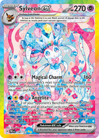 Sylveon ex special illustration rare from Pokemon TCG Prismatic Evolutions, example pull not guaranteed