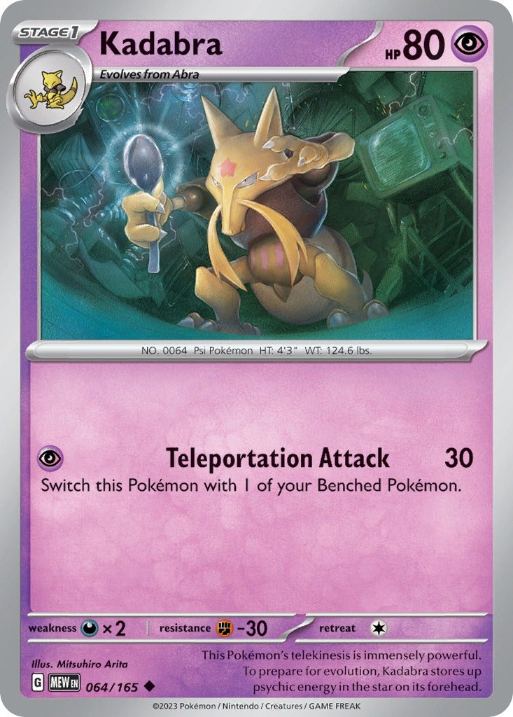 Kadabra 064/165 foil card from Scarlet & Violet 151, included in the Alakazam ex Box