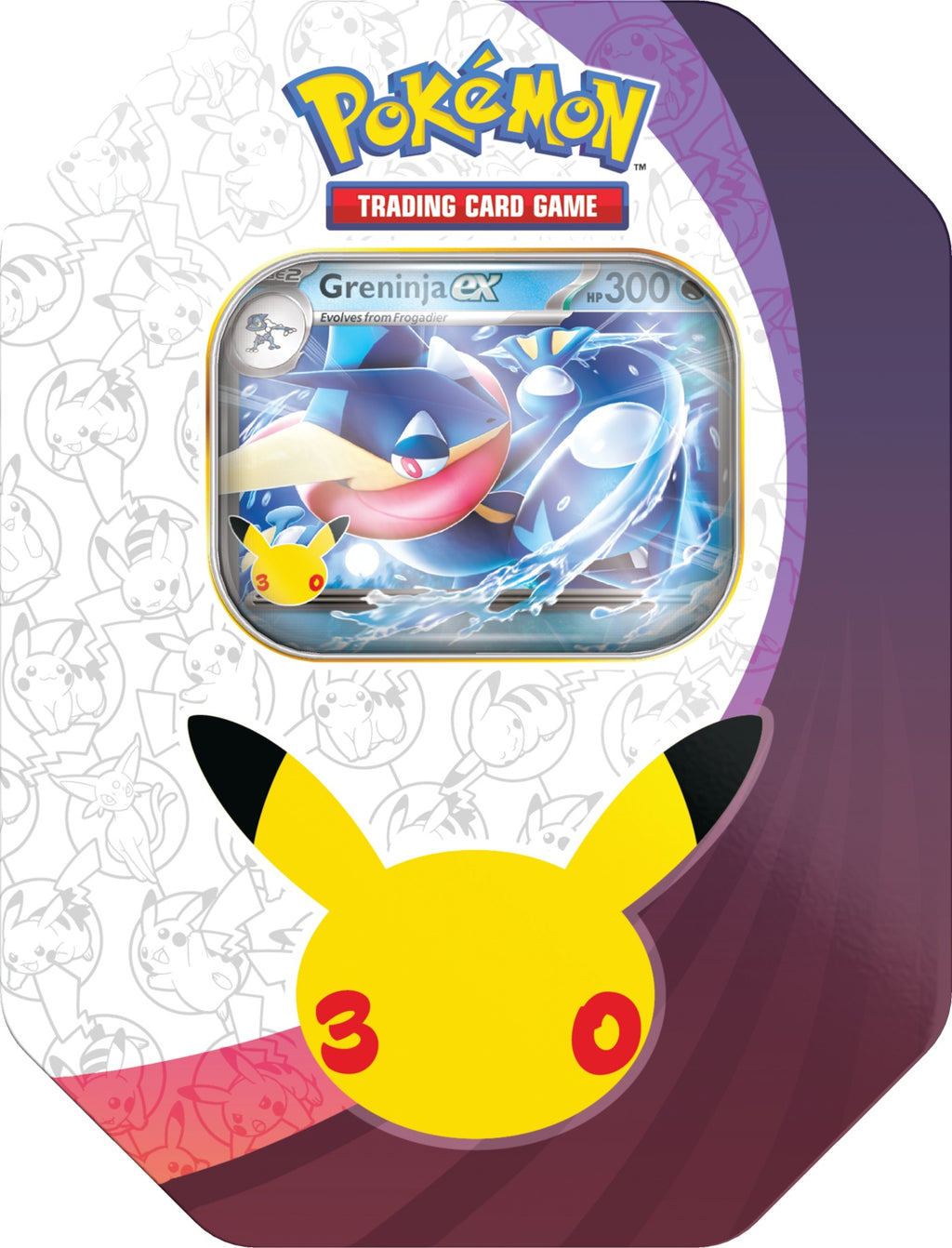 Pokemon TCG 30th Celebration ex Tin, Greninja ex version, sealed tin front