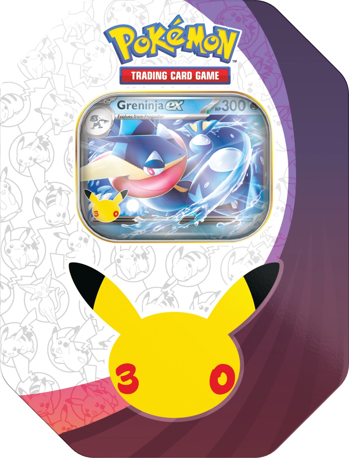 Pokemon TCG 30th Celebration ex Tin, Greninja ex version, sealed tin front
