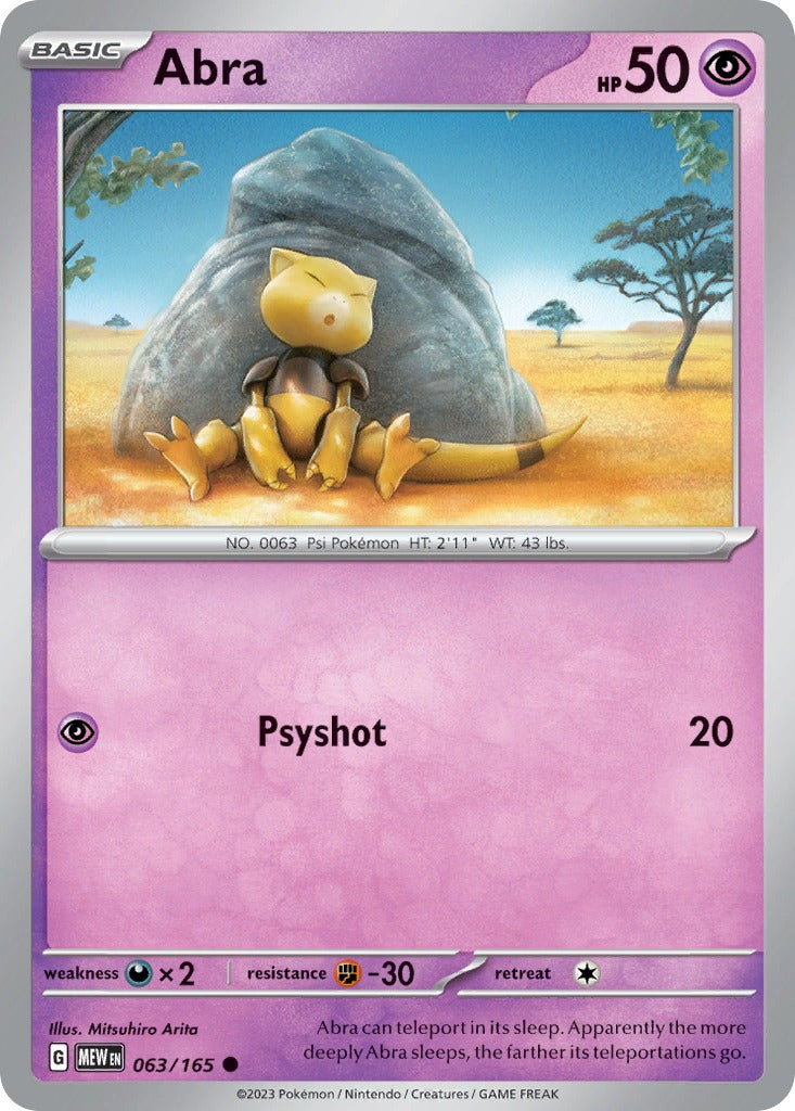 Abra 063/165 foil card from Scarlet & Violet 151, included in the Alakazam ex Box