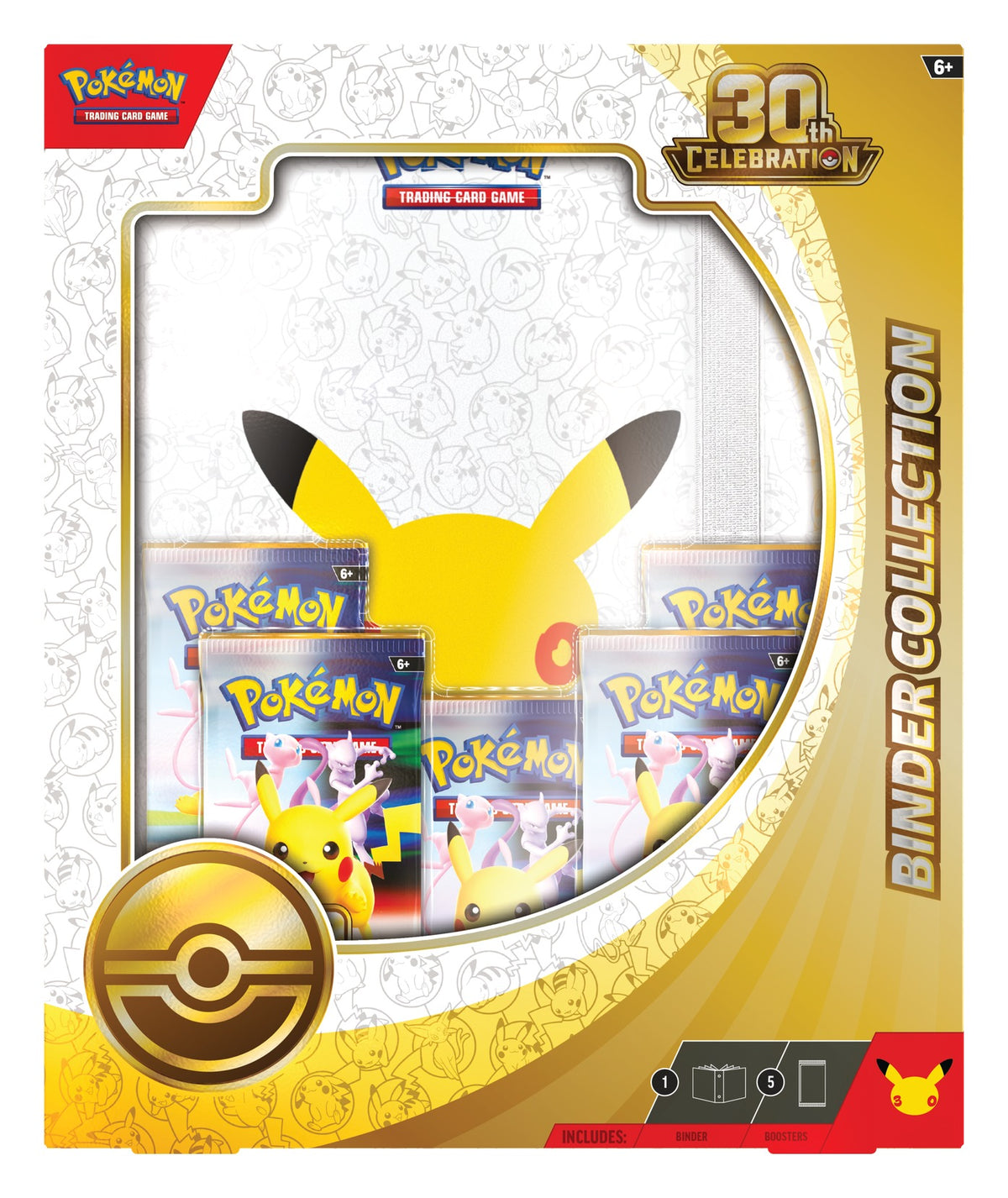 Pokemon TCG 30th Celebration Binder Collection box front with the Pikachu 30th display window