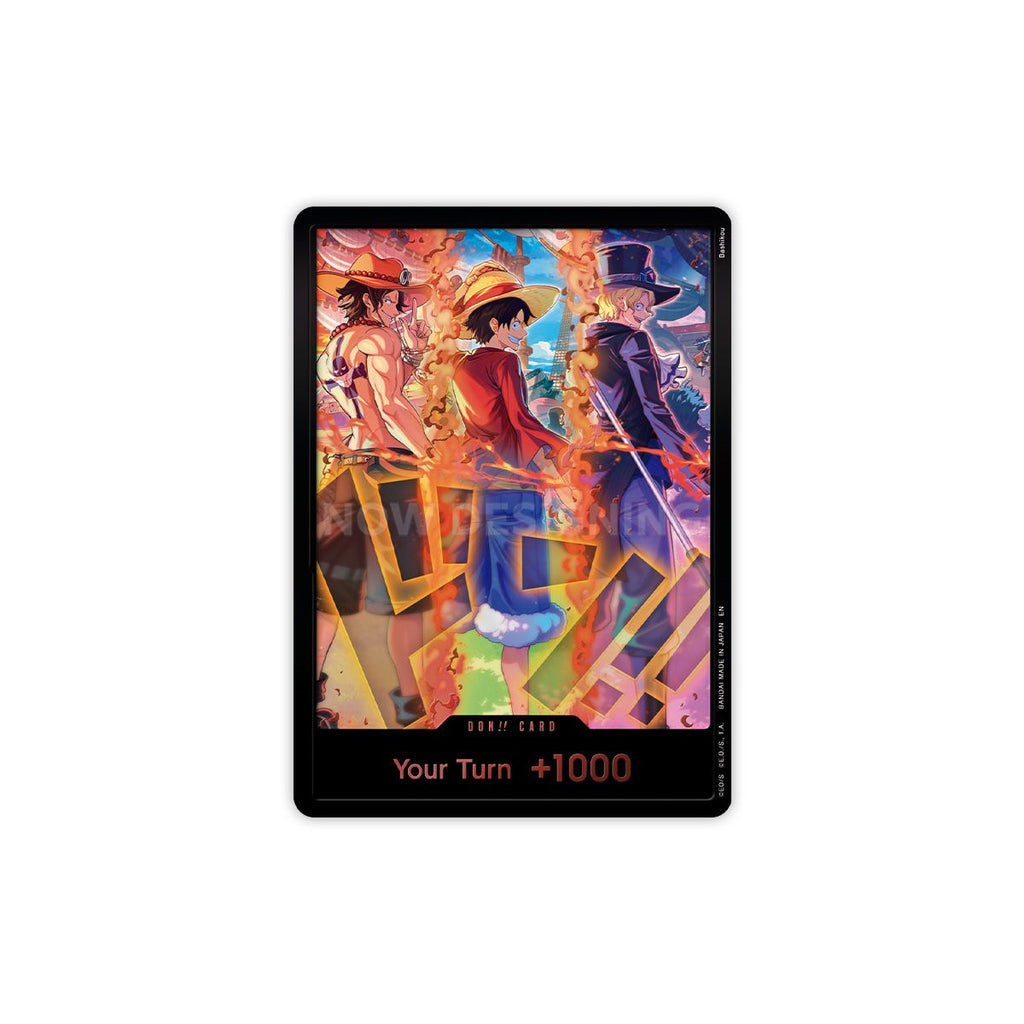 3rd Anniversary Set DON!! card featuring Ace, Luffy and Sabo