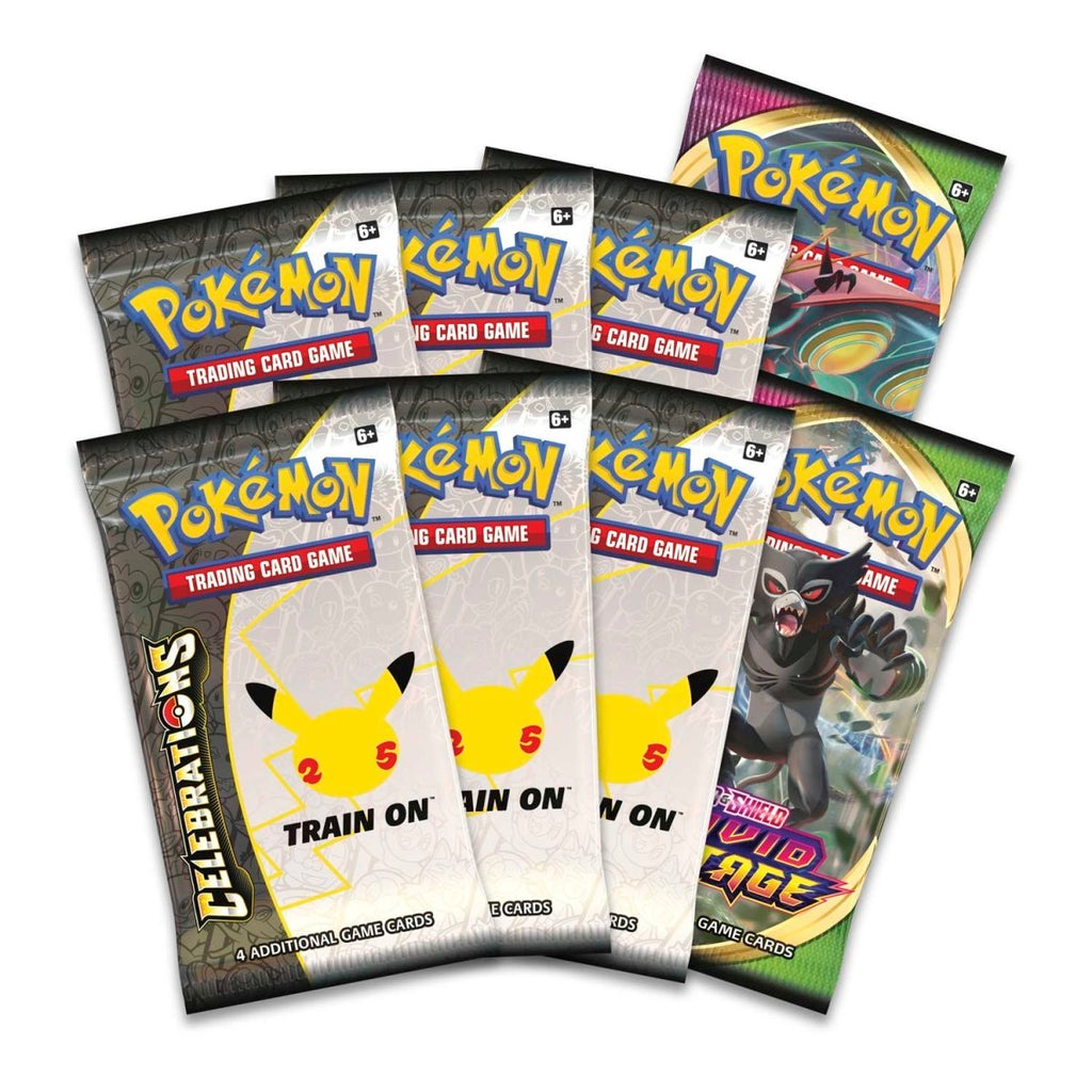 Celebrations Collector Chest booster packs: 6 Celebrations packs and 2 additional Pokemon TCG packs