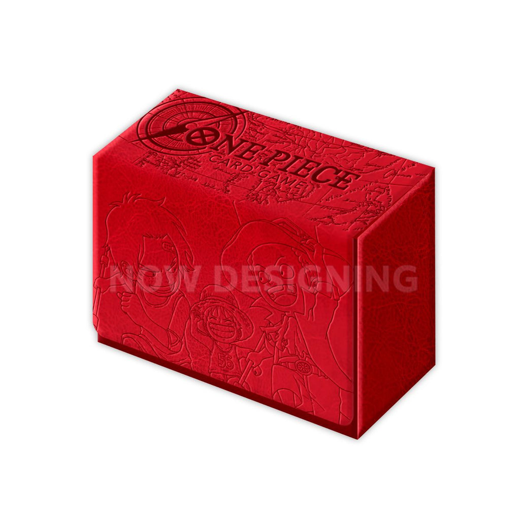 3rd Anniversary Set red embossed leather card case, closed