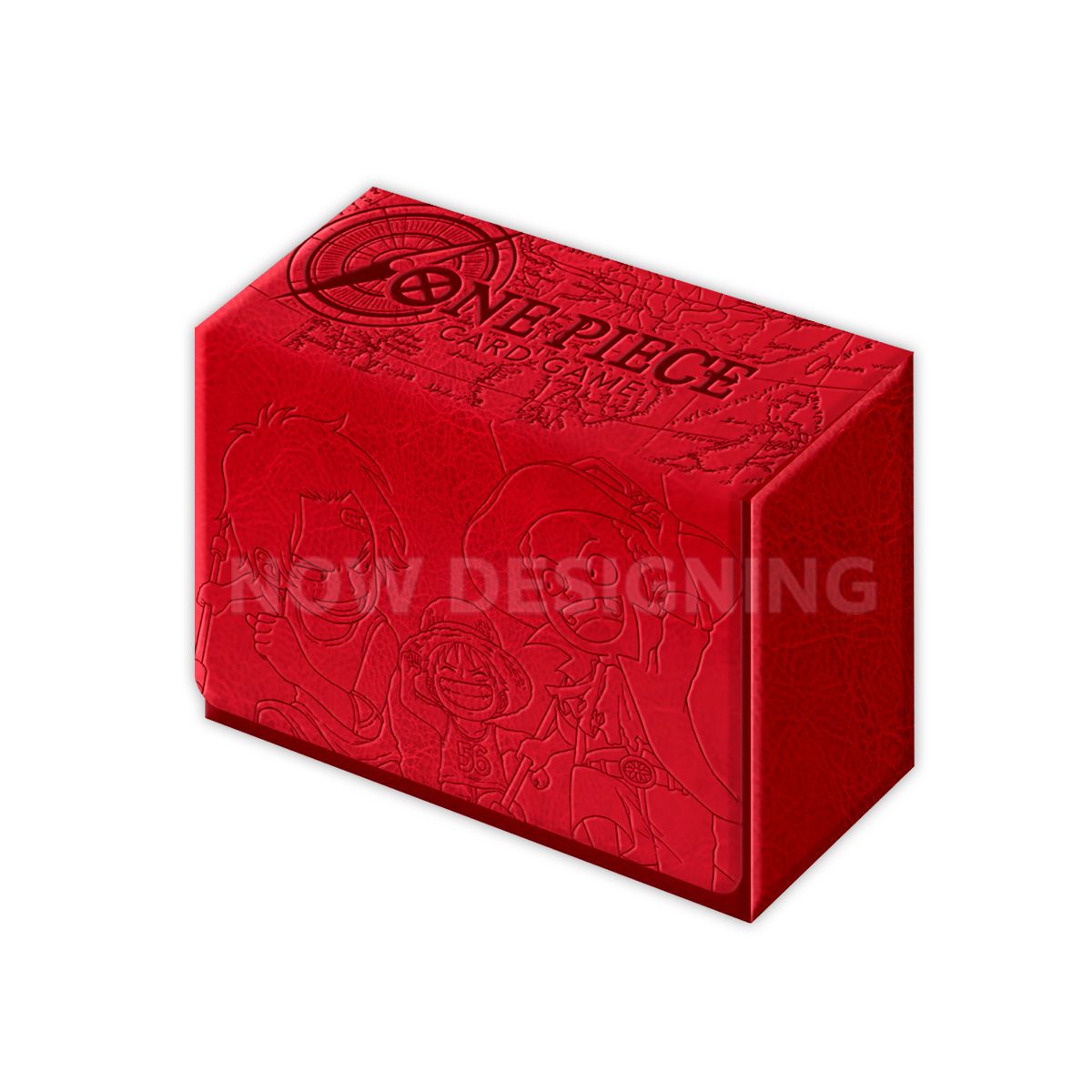 3rd Anniversary Set red embossed leather card case, closed