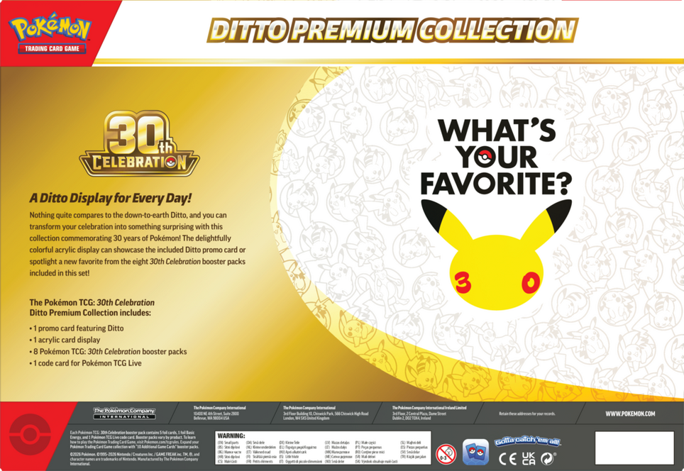 Pokemon TCG 30th Celebration Ditto acrylic card display