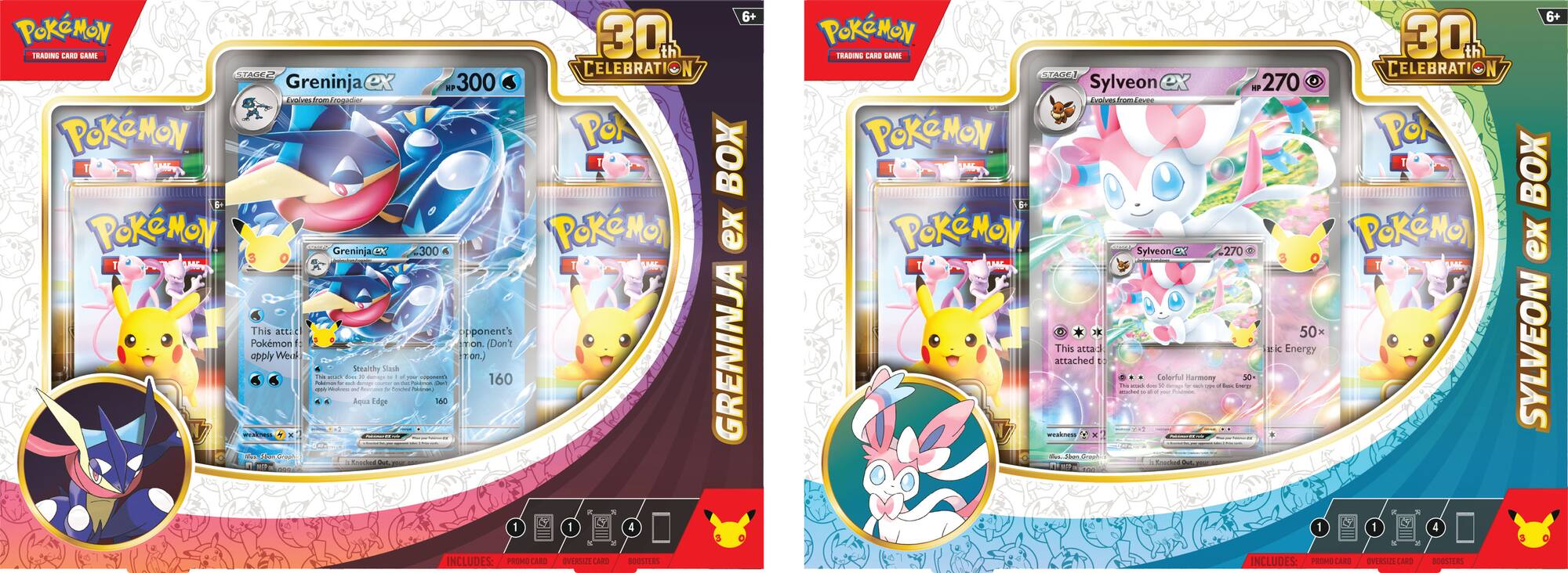 Pokemon TCG 30th Celebration Greninja ex Box and Sylveon ex Box random artwork options