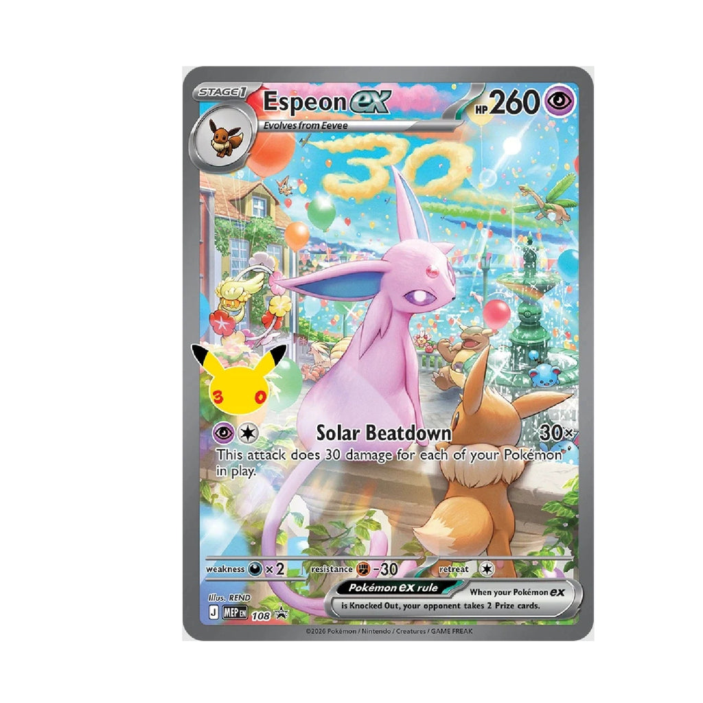 Pokemon TCG 30th Celebration Day Espeon ex promo card close-up