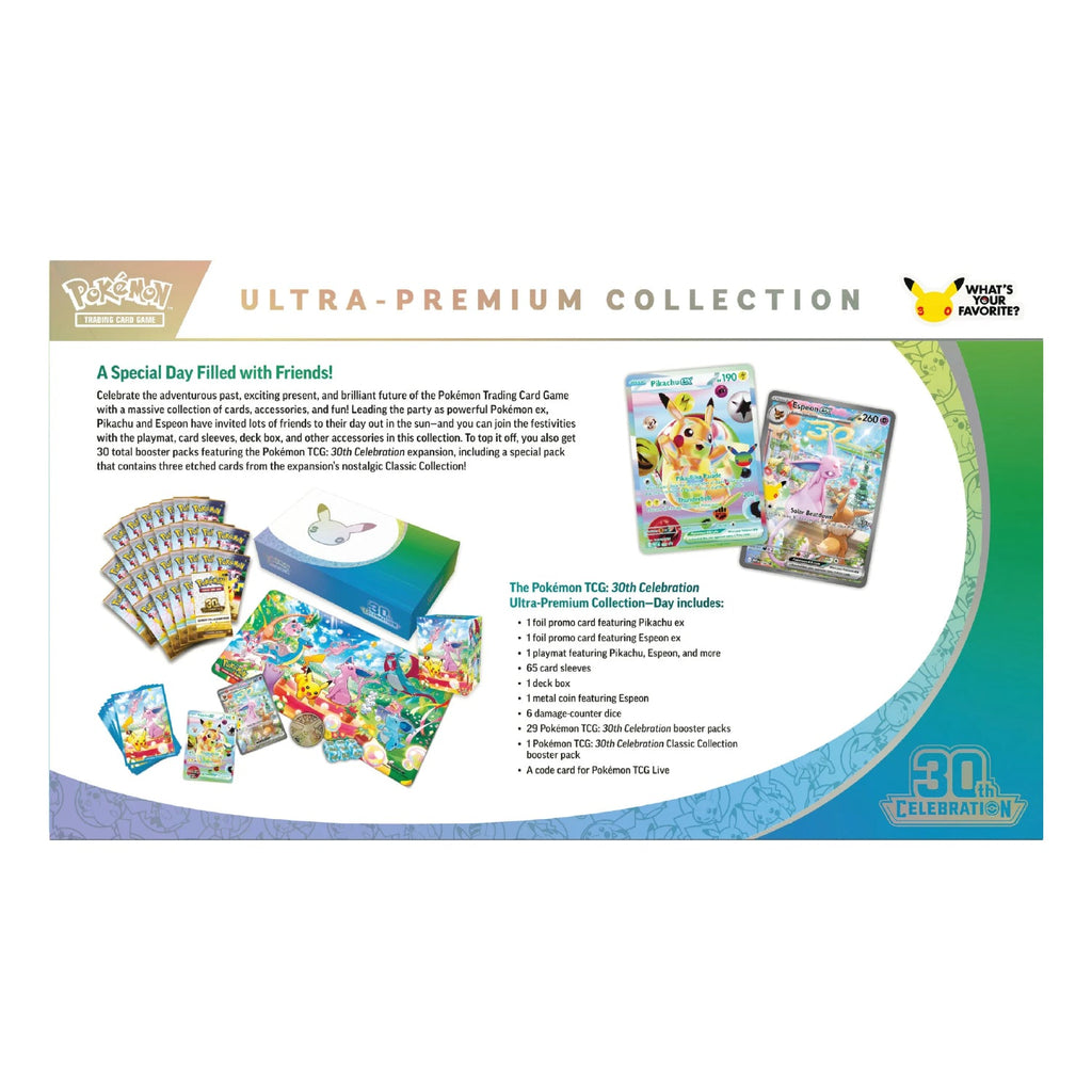 Pokemon TCG 30th Celebration Day Ultra-Premium Collection packaging back
