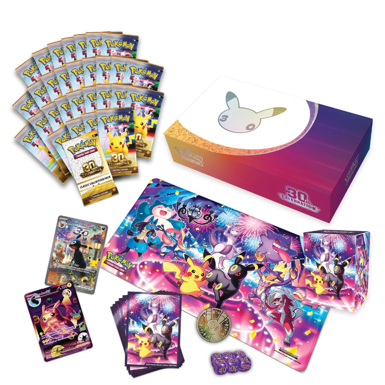 Pokemon TCG 30th Celebration Night Ultra-Premium Collection contents layout