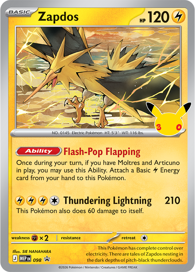 Pokemon TCG 30th Celebration Moltres promo card
