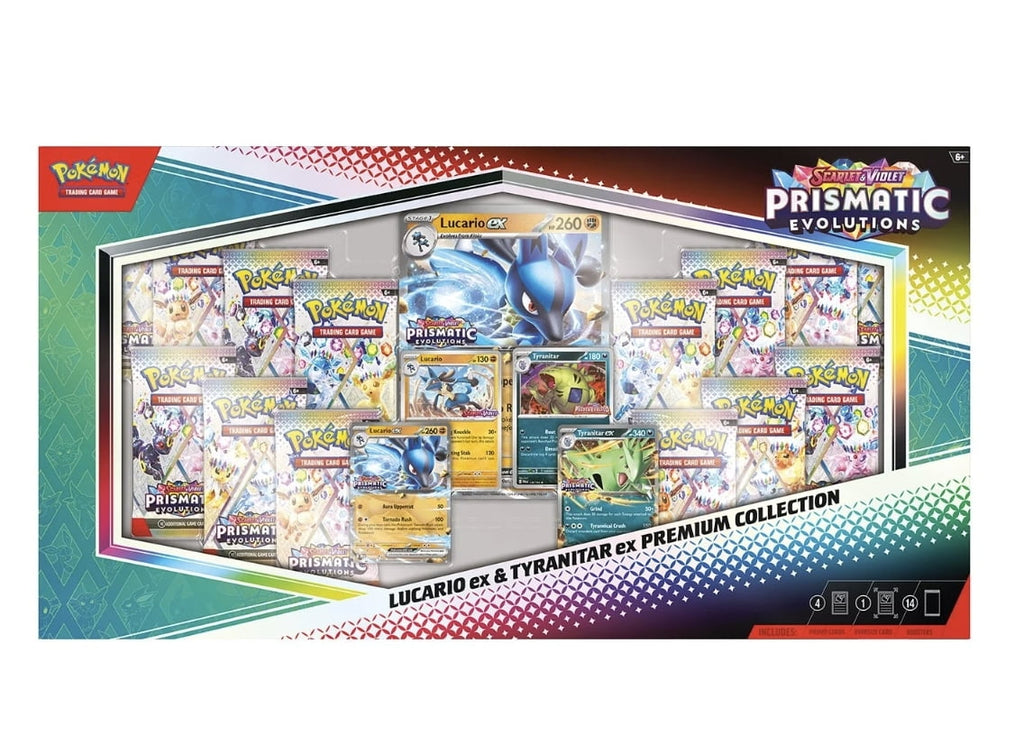 Prismatic Evolutions Lucario ex and Tyranitar ex Premium Collection sealed box
