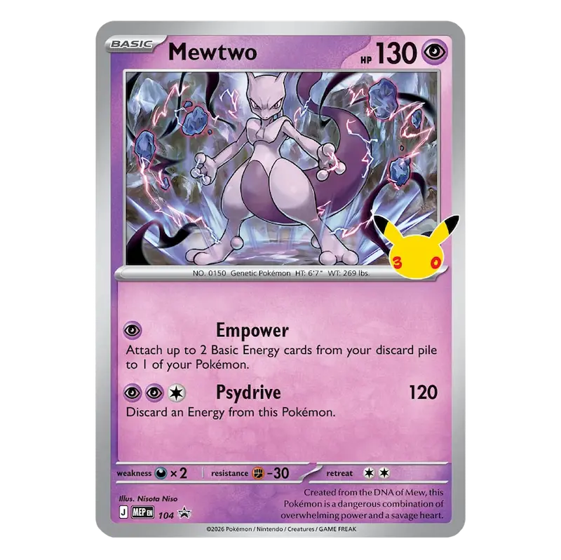 Pokemon TCG 30th Celebration Mewtwo promo card