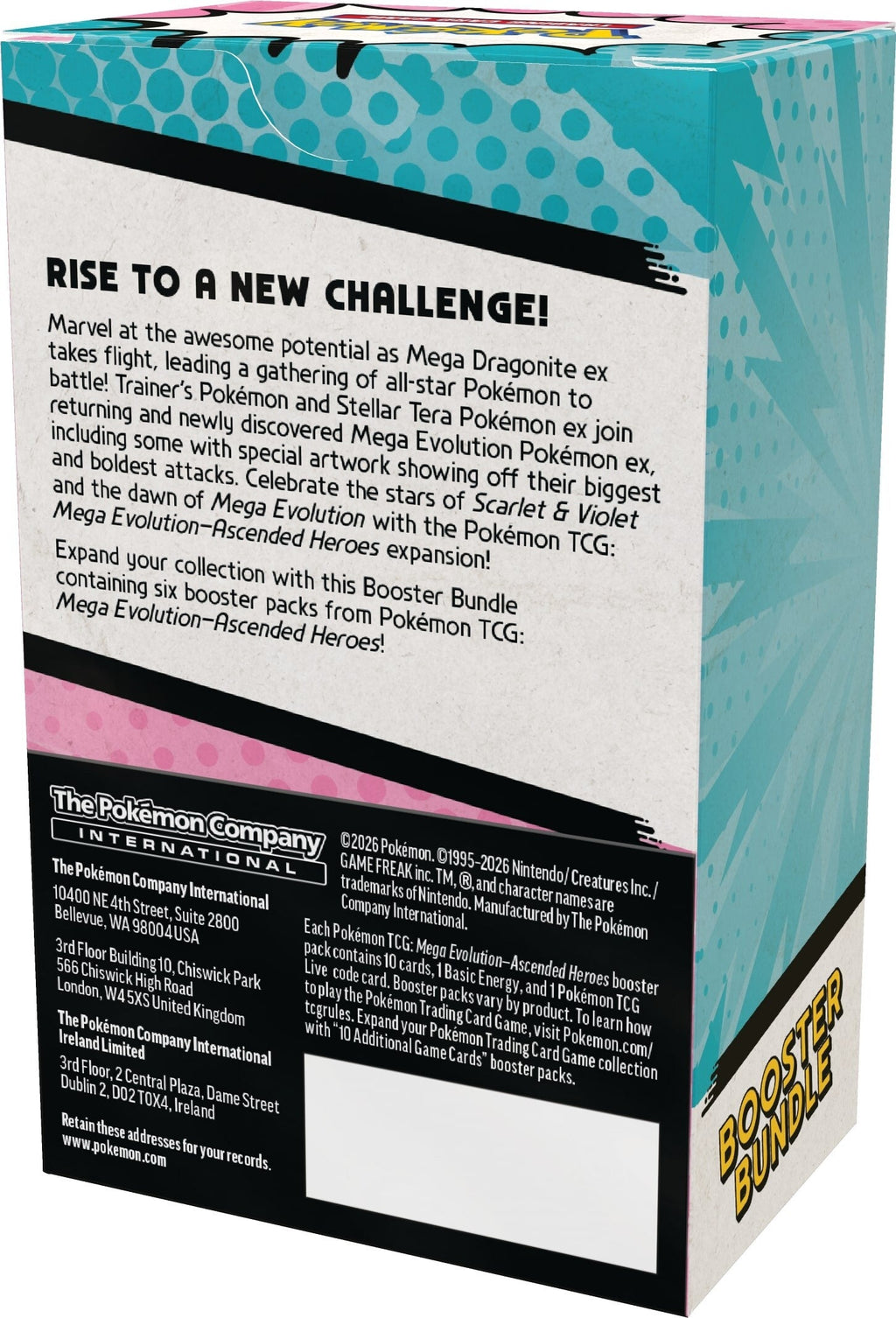 Pokemon TCG Ascended Heroes Booster Bundle back. six packs, sealed