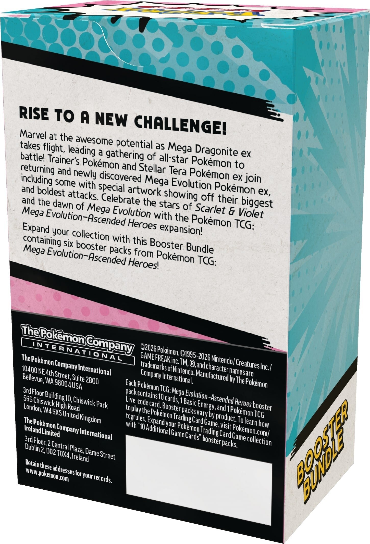 Pokemon TCG Ascended Heroes Booster Bundle back. six packs, sealed