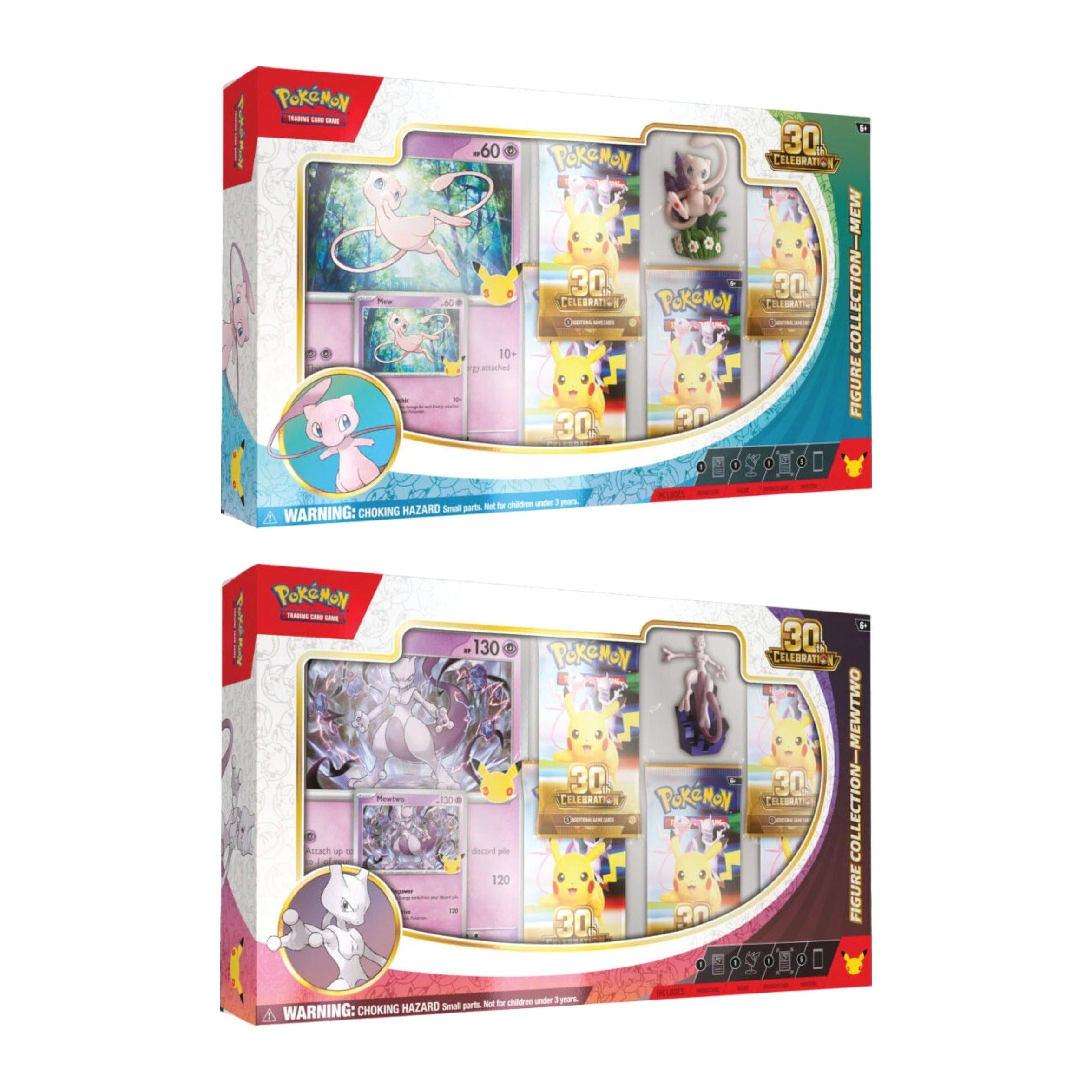 Pokemon TCG 30th Celebration Figure Collection assorted, Mew and Mewtwo sealed boxes