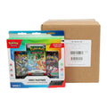 Sealed case of Pokemon TCG First Partner Illustration Collection Series 3, shown beside one of the six collection boxes inside