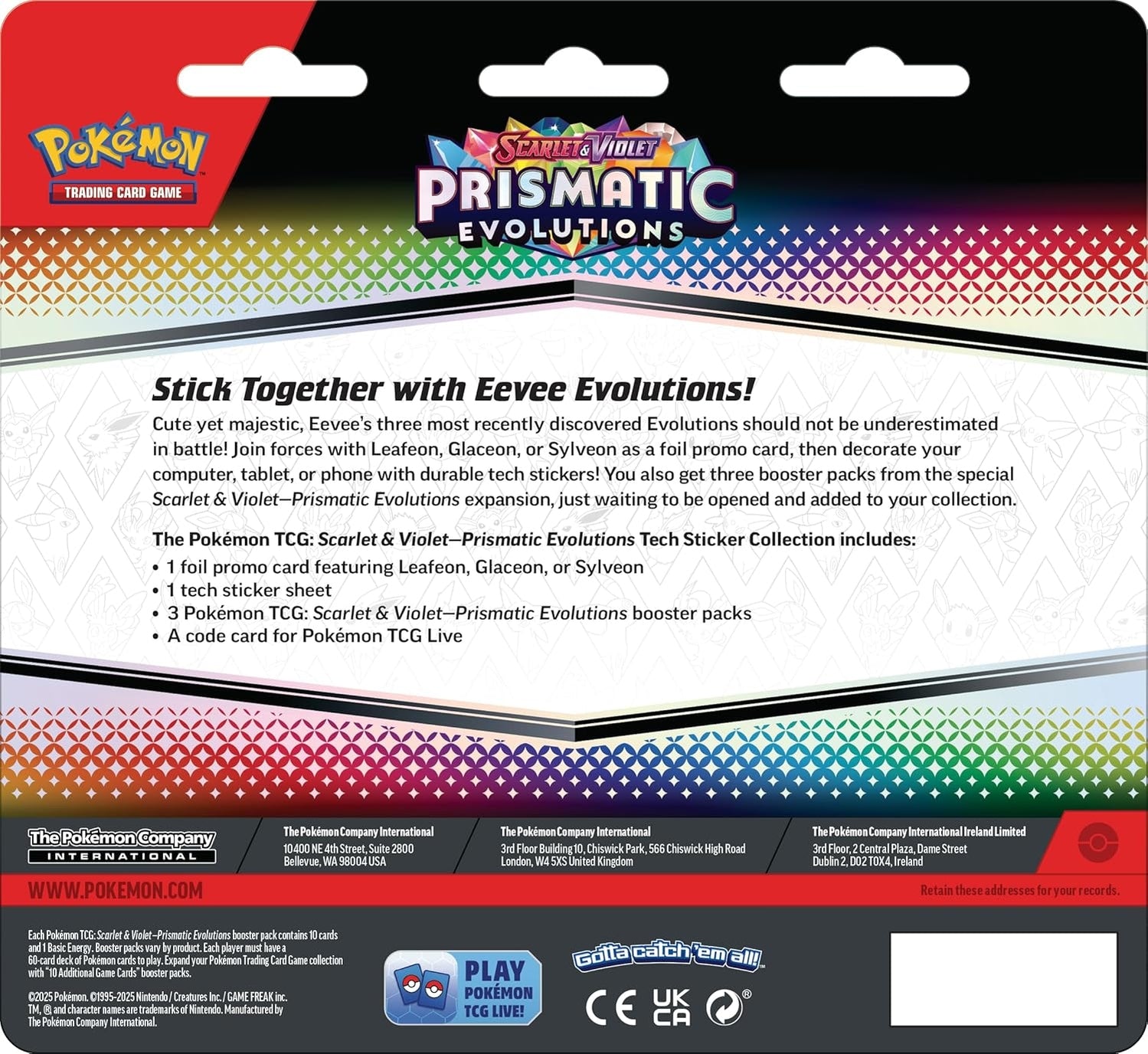 Pokemon TCG Prismatic Evolutions Glaceon Tech Sticker Collection Promo Card