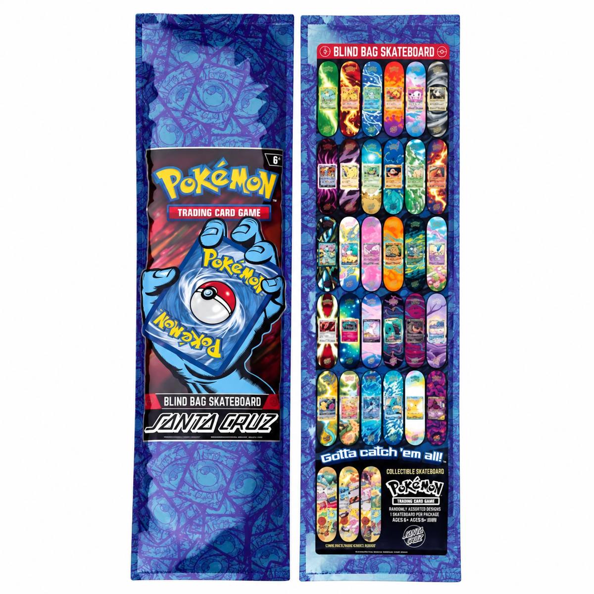 Santa Cruz x Pokemon TCG 2026 sealed blind bag skateboard deck packaging front and back