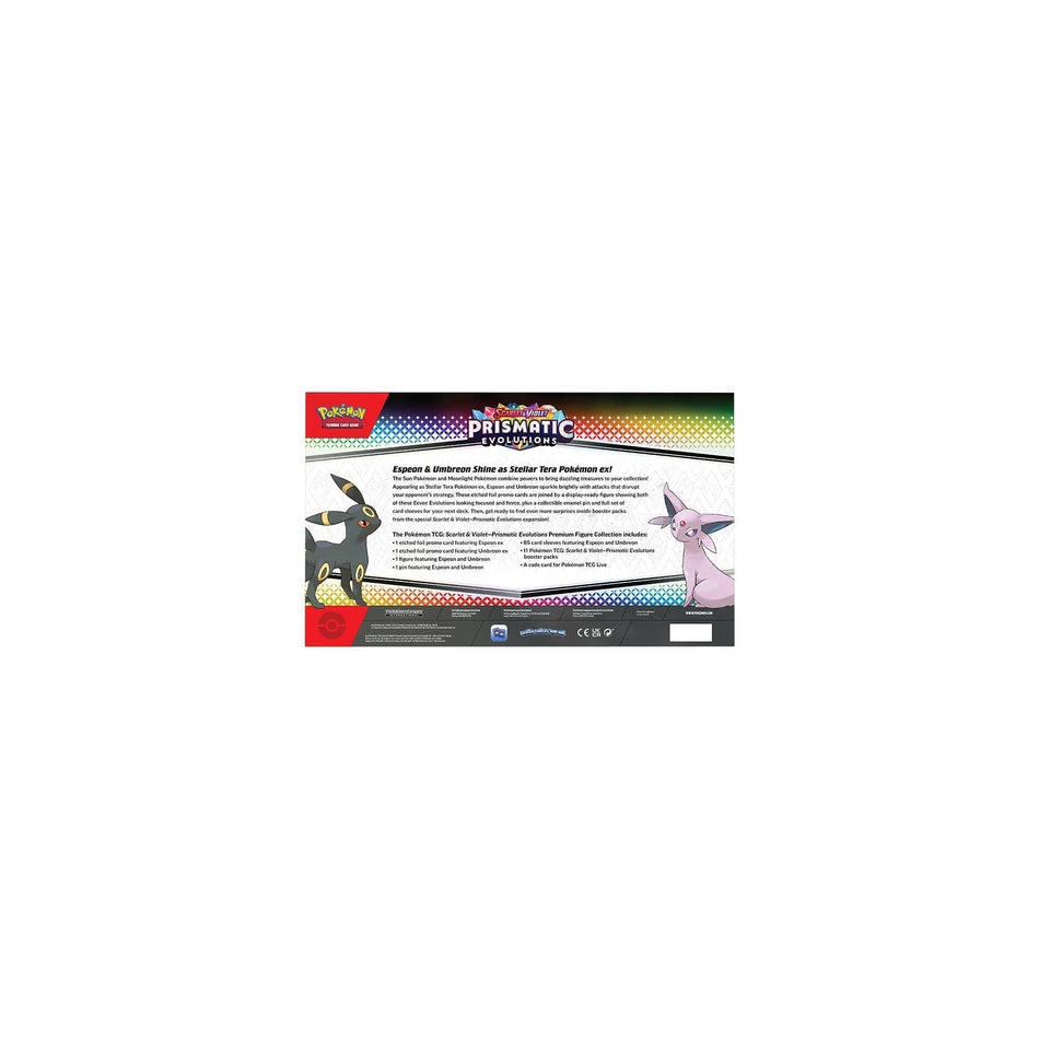 Pokemon TCG Prismatic Evolutions Premium Figure Collection back of box